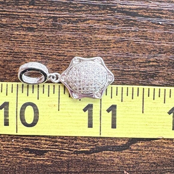 VTG Solid Sterling Silver 925 White Crystal Pavé Set Pendant Size 1" Length - Picture 9 of 11